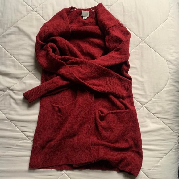 A New Day women's dark red long cardigan with front pockets, size medium - Picture 4 of 4